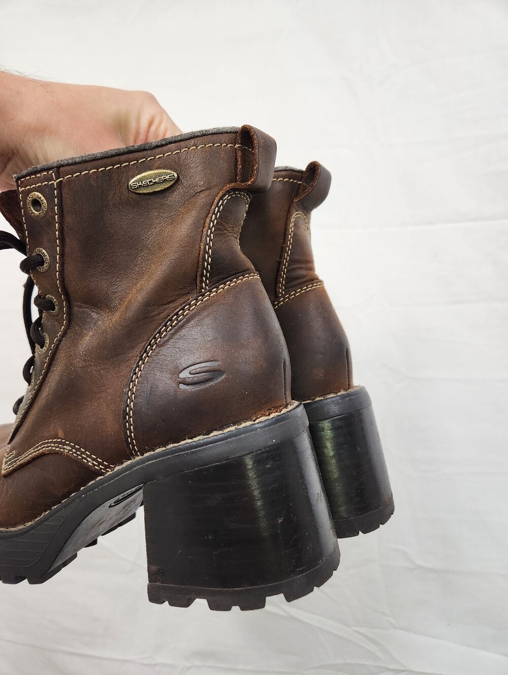 Skechers Vintage Chunky Leather Platform Boots - Picture 4 of 9